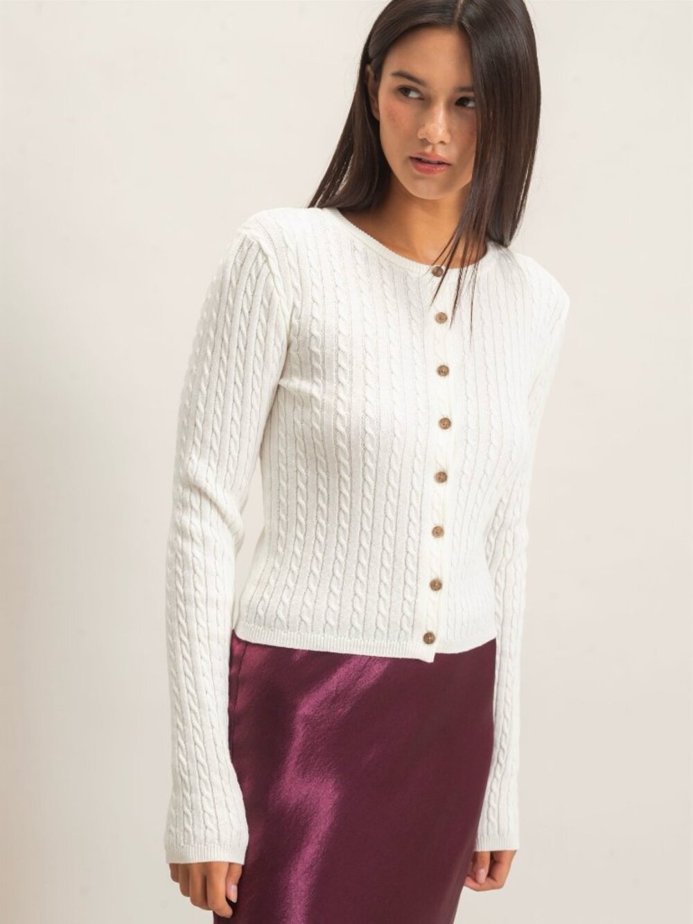 MEET IN THE MIDDLE CREAM LIGHTWEIGHT KNIT CARDIGAN